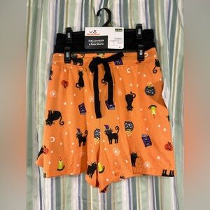 Halloween Spooky 2 Pair Black & Orange Women's Pajama Sleep Lounge Shorts NWT XL
